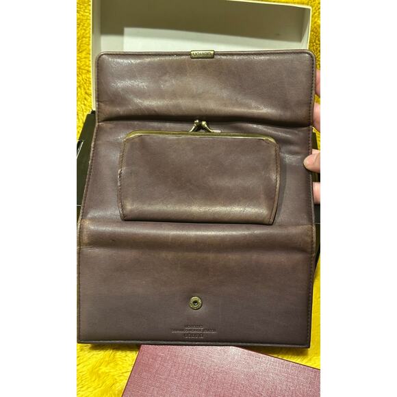 Buxton Brown Leather Tri Fold Organizer Wallet Vintage checkbook designer chic - Picture 7 of 11